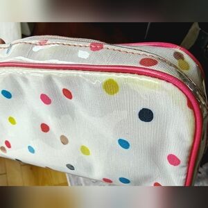 Kate Spade makeup bag cosmetic zippered bag pink white Rare Find!